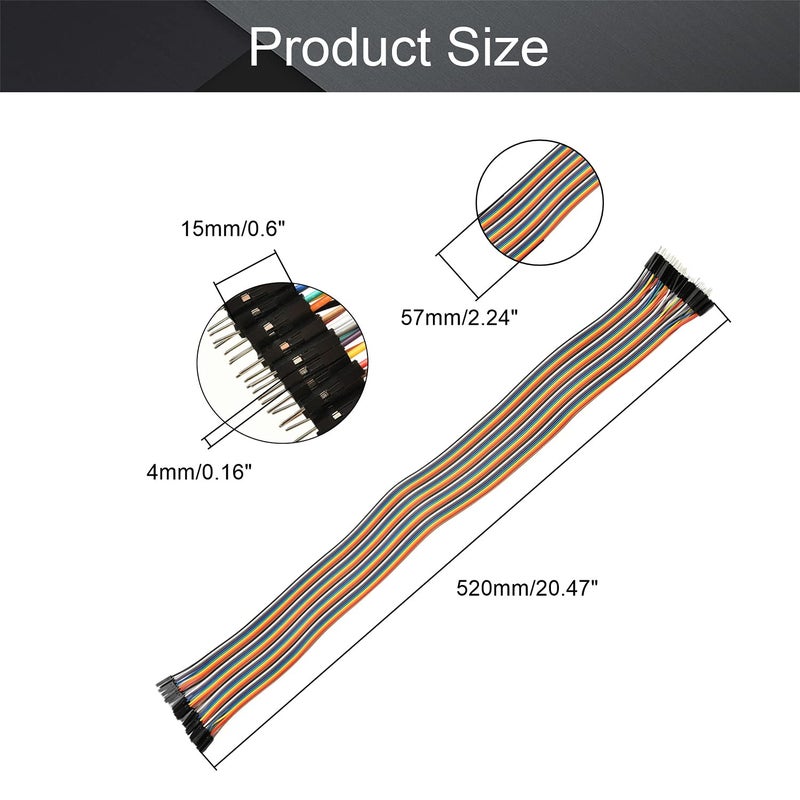 Fielect Male to Female Dupont Jumper Wires 40P Breadboard Jumper Wires Colorful Ribbon Cables 50cm Long 1Pcs - Image 2